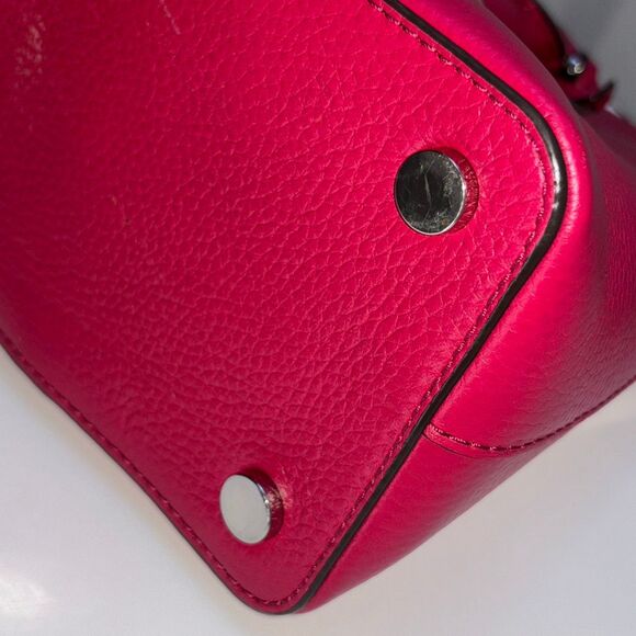 Michael Kors MK Bedford Legacy Dome Satchel Purse Bag Red pebbled leather - Picture 10 of 10